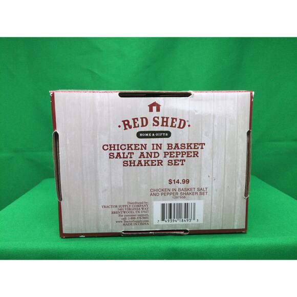 Red Shed Chicken in Basket Salt and Pepper Shaker Set NIB - Picture 5 of 7
